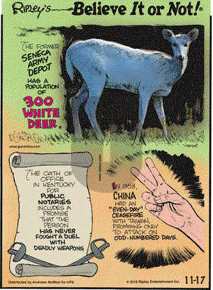 Ripley's Believe It or Not on Saturday November 17, 2018 Comic Strip