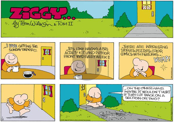 Ziggy on Sunday July 22, 2001 Comic Strip