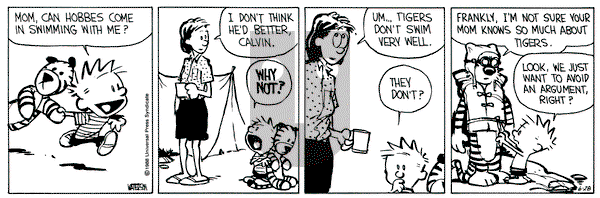 Calvin and Hobbes on Tuesday June 28, 1988 Comic Strip