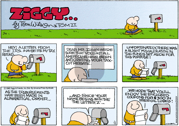 Ziggy - Sunday January 13, 2002 Comic Strip