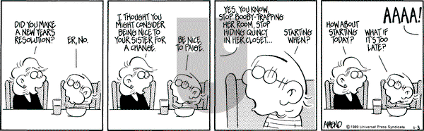 FoxTrot on Tuesday January 3, 1989 Comic Strip