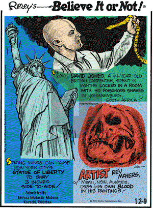 Ripley's Believe It or Not - Thursday December 9, 2010 Comic Strip