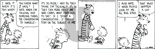 Calvin and Hobbes - Thursday April 8, 1993 Comic Strip