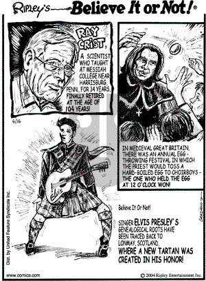 Ripley's Believe It or Not on Wednesday June 16, 2004 Comic Strip