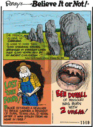 Ripley's Believe It or Not on Friday November 19, 2010 Comic Strip