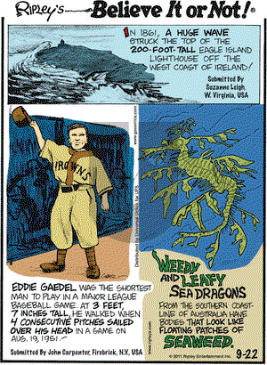 Ripley's Believe It or Not - Thursday September 22, 2011 Comic Strip