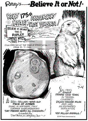 Ripley's Believe It or Not on Wednesday July 4, 2007 Comic Strip