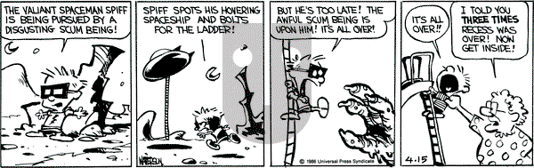 Calvin and Hobbes on Tuesday April 15, 1986 Comic Strip