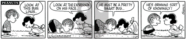 Peanuts on Tuesday July 29, 1958 Comic Strip