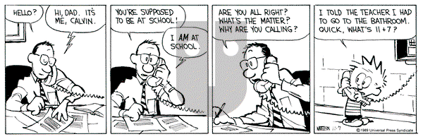 Calvin and Hobbes on Tuesday November 7, 1989 Comic Strip
