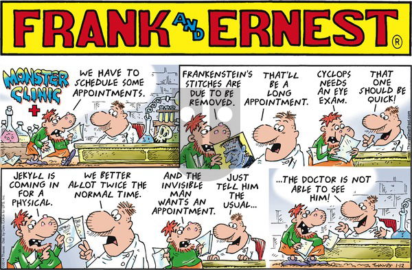 Frank and Ernest on Sunday January 12, 2014 Comic Strip
