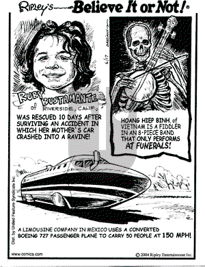 Ripley's Believe It or Not on Friday November 5, 2004 Comic Strip
