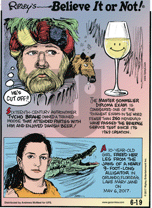 Ripley's Believe It or Not on Monday June 19, 2017 Comic Strip