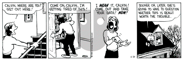 Calvin and Hobbes on Wednesday November 30, 1988 Comic Strip