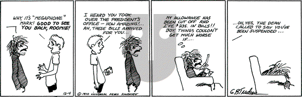 Doonesbury on Friday December 4, 1970 Comic Strip