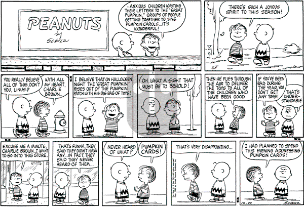 Peanuts - Sunday October 23, 1960 Comic Strip