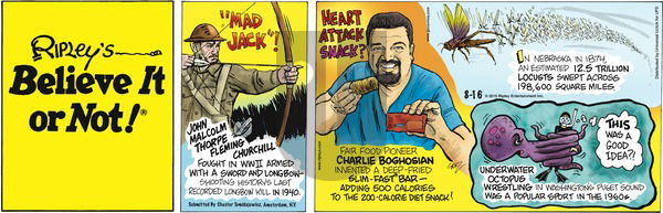 Ripley's Believe It or Not on Sunday August 16, 2015 Comic Strip