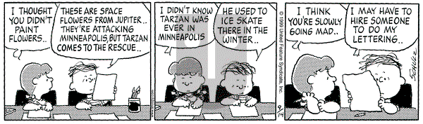 Peanuts on Tuesday September 14, 1999 Comic Strip