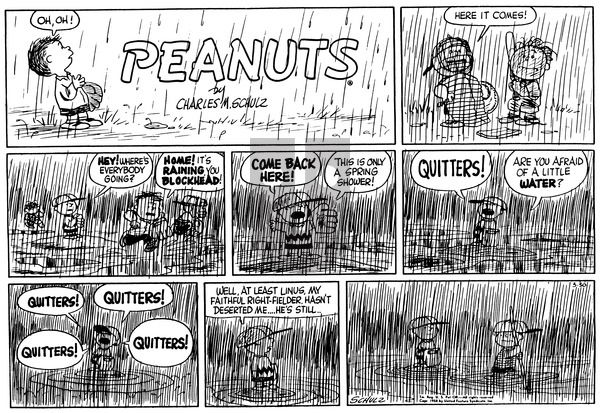 Peanuts on Sunday March 30, 1958 Comic Strip