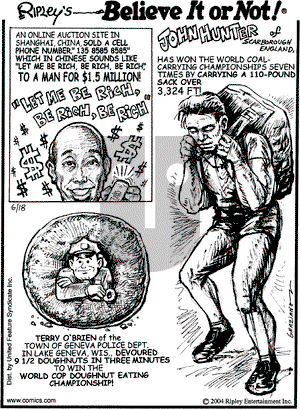 Ripley's Believe It or Not on Friday June 18, 2004 Comic Strip