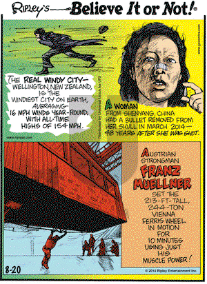 Ripley's Believe It or Not on Wednesday August 20, 2014 Comic Strip