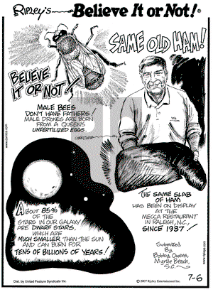 Ripley's Believe It or Not on Friday July 6, 2007 Comic Strip