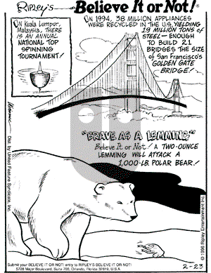 Ripley's Believe It or Not on Friday February 23, 1996 Comic Strip