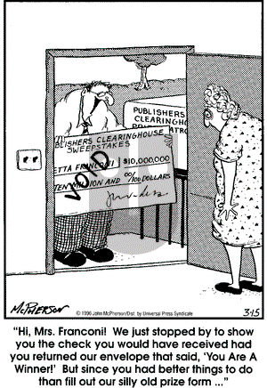Close to Home on Friday March 15, 1996 Comic Strip