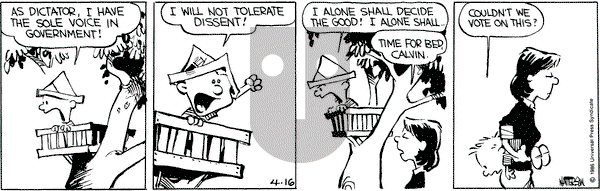 Calvin and Hobbes on Wednesday April 16, 1986 Comic Strip