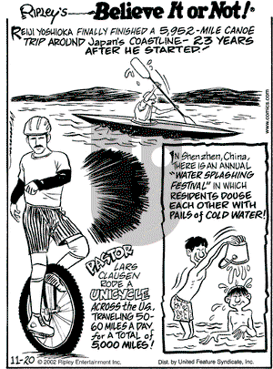 Ripley's Believe It or Not on Wednesday November 20, 2002 Comic Strip