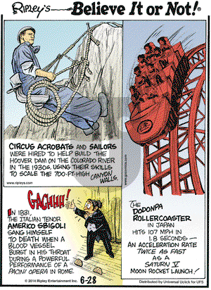 Ripley's Believe It or Not on Saturday June 28, 2014 Comic Strip