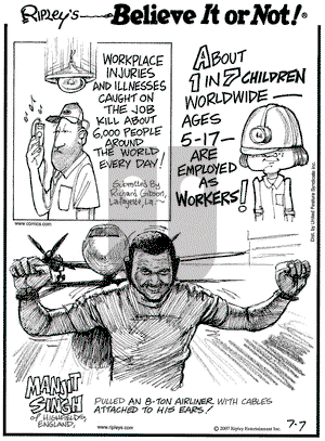 Ripley's Believe It or Not on Saturday July 7, 2007 Comic Strip