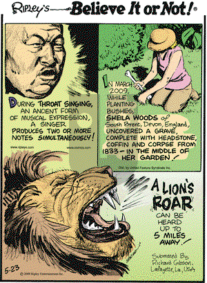 Ripley's Believe It or Not on Saturday May 23, 2009 Comic Strip
