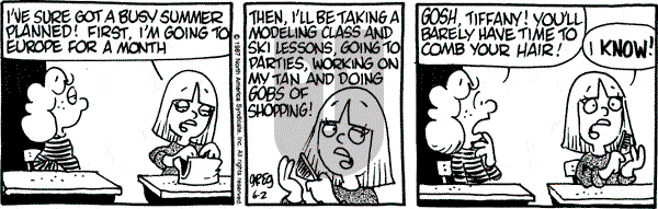 Luann on Tuesday June 2, 1987 Comic Strip