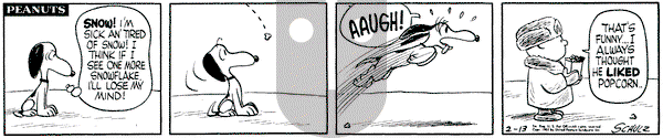 Peanuts on Wednesday February 13, 1957 Comic Strip