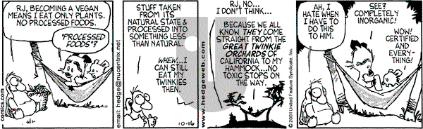 Over the Hedge on Tuesday October 16, 2001 Comic Strip