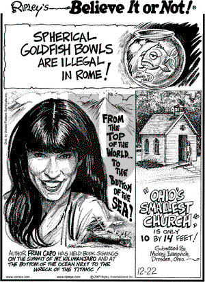Ripley's Believe It or Not on Thursday December 22, 2005 Comic Strip