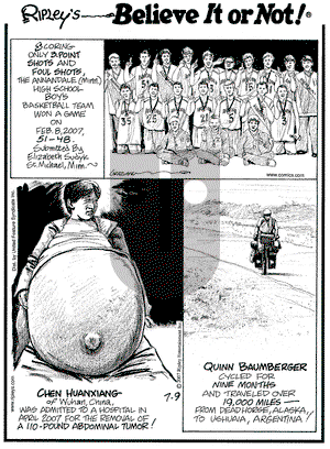 Ripley's Believe It or Not on Monday July 9, 2007 Comic Strip