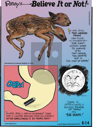 Ripley's Believe It or Not on Thursday June 14, 2018 Comic Strip