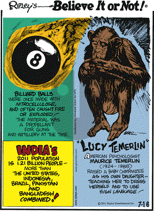Ripley's Believe It or Not - Saturday July 16, 2011 Comic Strip