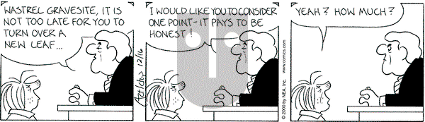 The Born Loser on Saturday December 16, 2000 Comic Strip