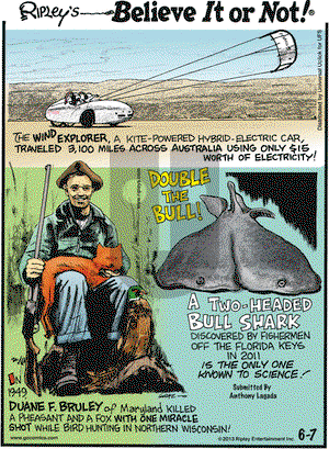 Ripley's Believe It or Not on Friday June 7, 2013 Comic Strip