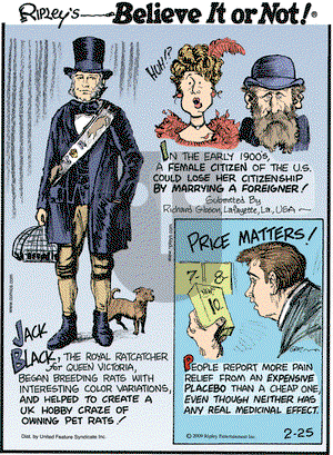 Ripley's Believe It or Not - Wednesday February 25, 2009 Comic Strip