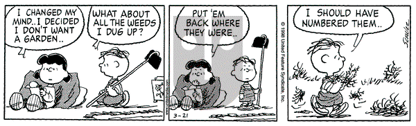 Peanuts on Saturday March 21, 1998 Comic Strip