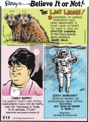 Ripley's Believe It or Not on Thursday May 14, 2015 Comic Strip