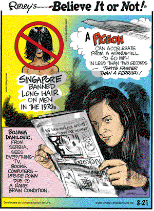 Ripley's Believe It or Not on Thursday August 21, 2014 Comic Strip