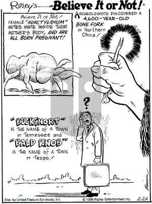 Ripley's Believe It or Not on Saturday February 24, 1996 Comic Strip