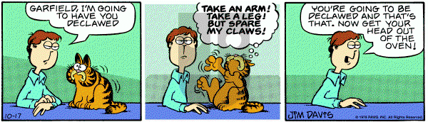 Garfield on Tuesday October 17, 1978 Comic Strip