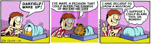 Garfield on Monday January 19, 1987 Comic Strip