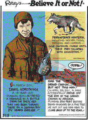 Ripley's Believe It or Not on Friday July 15, 2011 Comic Strip